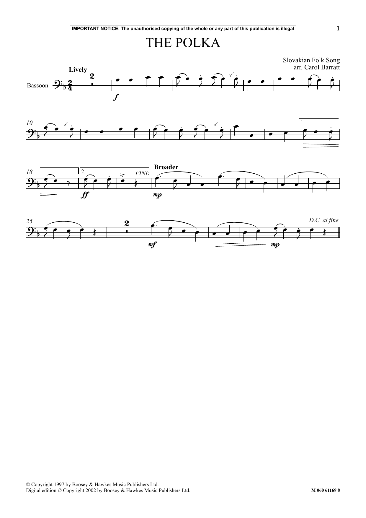 Carol Barratt The Polka sheet music notes and chords. Download Printable PDF.