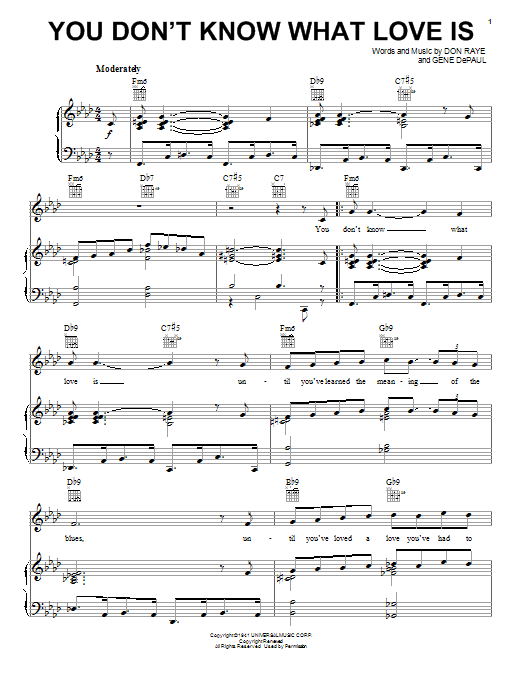 Carol Bruce You Don't Know What Love Is sheet music notes and chords. Download Printable PDF.