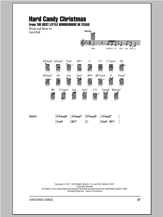 Carol Hall Hard Candy Christmas sheet music notes and chords. Download Printable PDF.