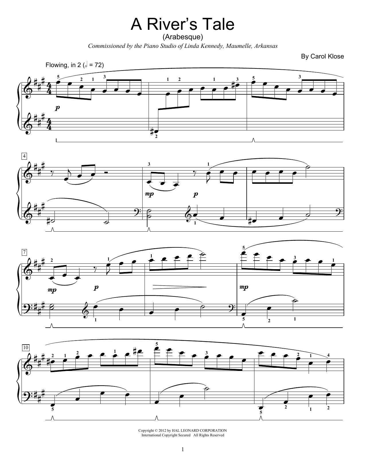 Carol Klose A Rivers Tale Sheet Music For Educational Piano Download Pdf 90123 