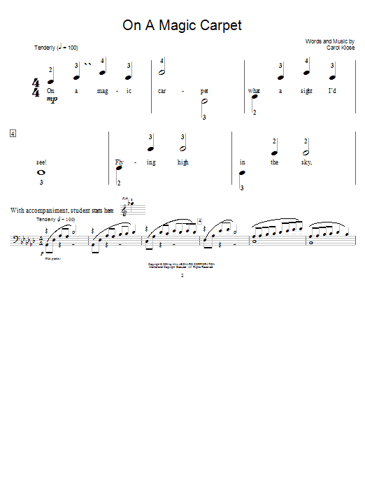 Carol Klose On A Magic Carpet sheet music notes and chords arranged for Educational Piano