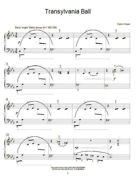 Carol Klose Translyvania Ball sheet music notes and chords. Download Printable PDF.