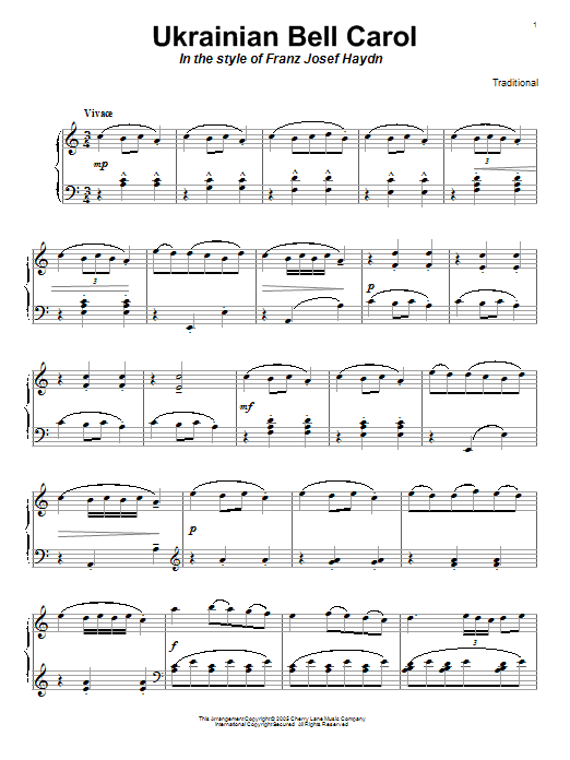 Traditional Ukrainian Bell Carol sheet music notes and chords. Download Printable PDF.