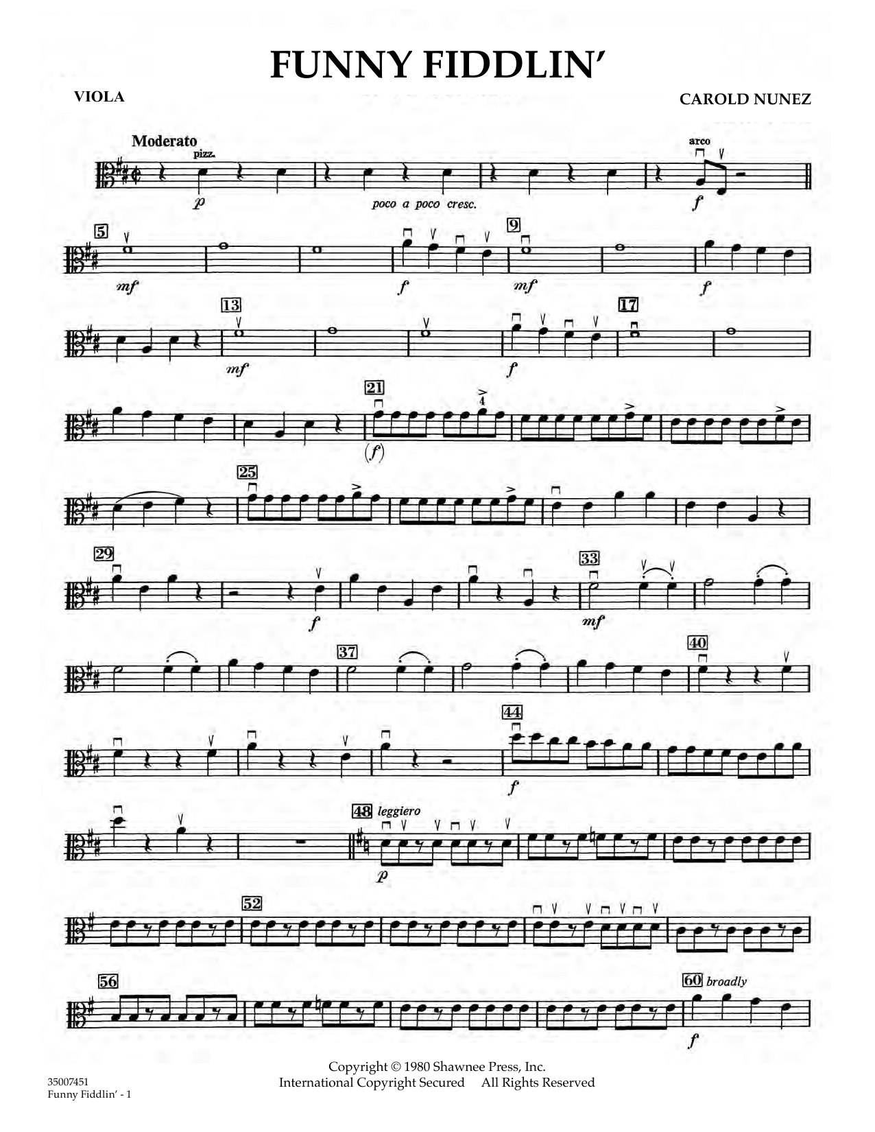 Carold Nuñez Funny Fiddlin' - Viola sheet music notes and chords. Download Printable PDF.