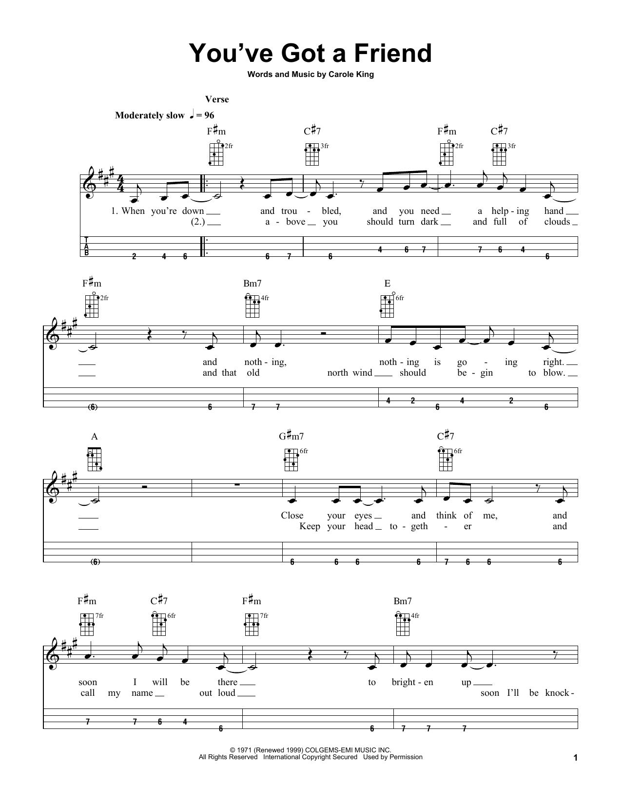 Learn to play Carole King You've Got A Friend (arr. Bobby Westfall) sheet music for Mandolin in minutes. Price: 6.9900$ Carole King You've Got A Friend (arr. Bobby Westfall) sheet music notes and chords arranged for Mandolin