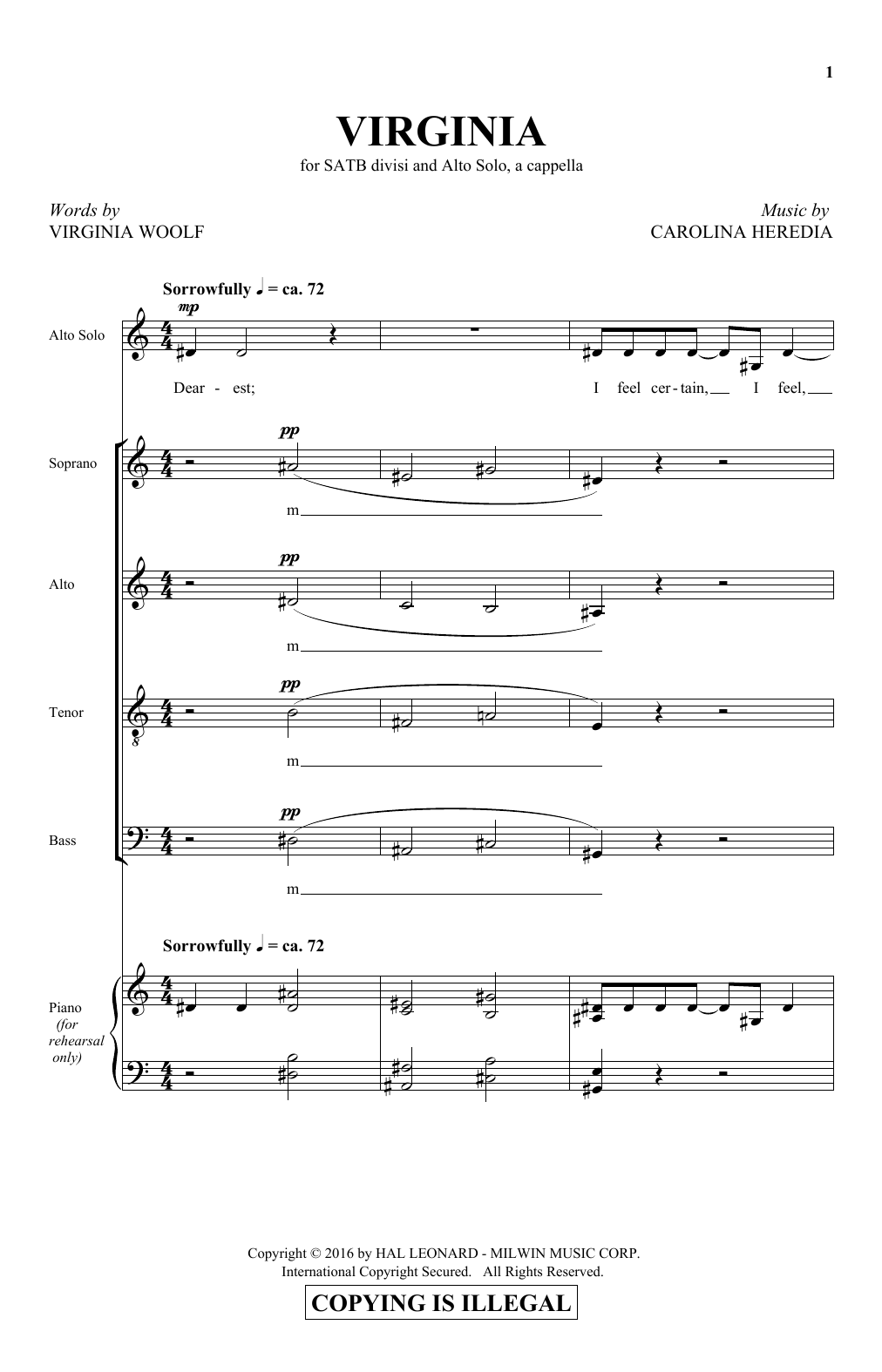 Carolina Heredia Virginia sheet music notes and chords. Download Printable PDF.