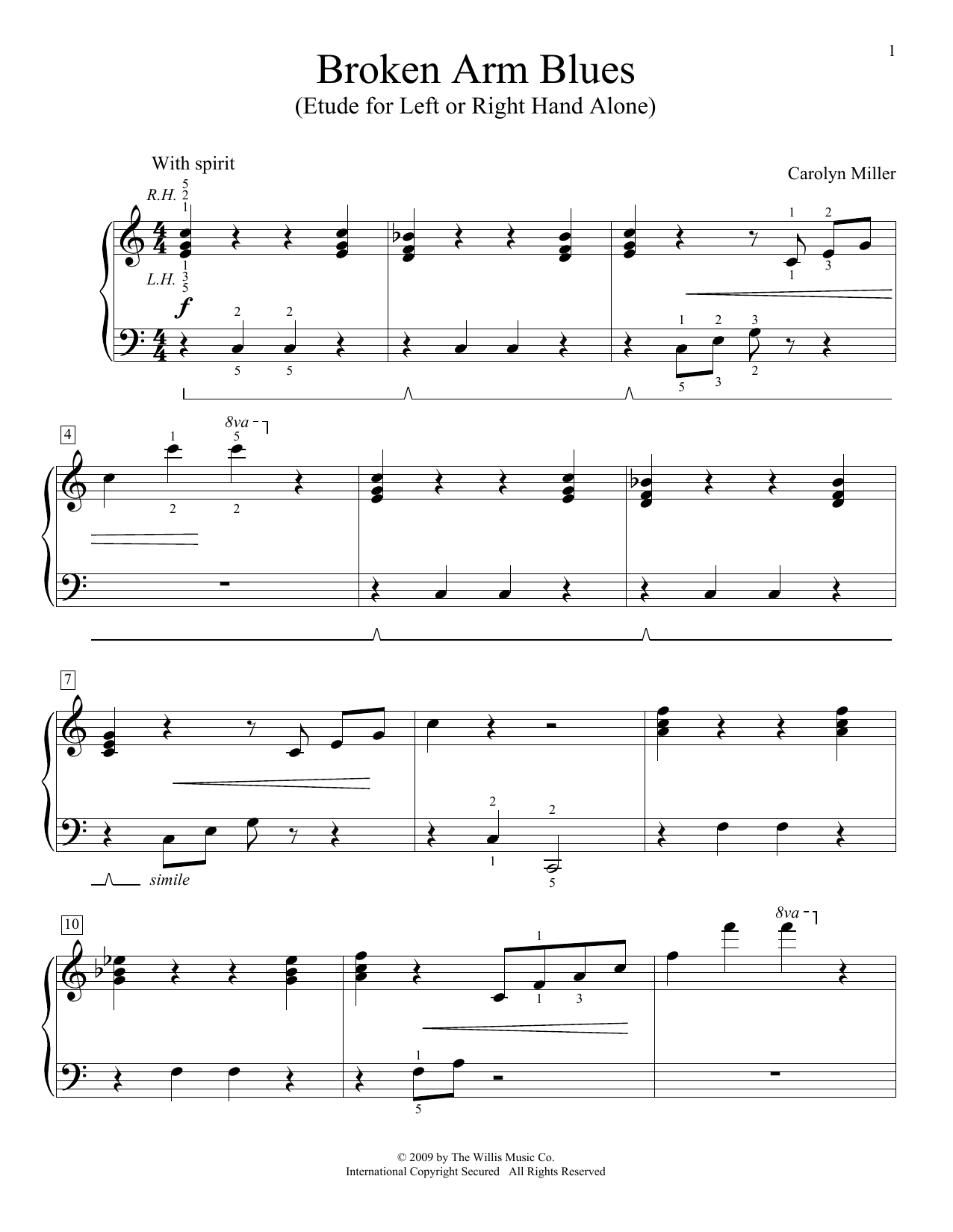 Carolyn Miller Broken Arm Blues sheet music notes and chords. Download Printable PDF.