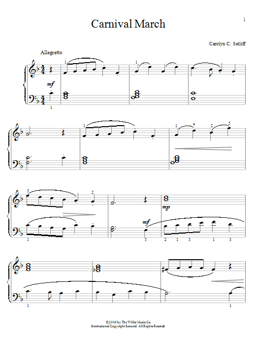 Carolyn C. Setliff Carnival March sheet music notes and chords. Download Printable PDF.