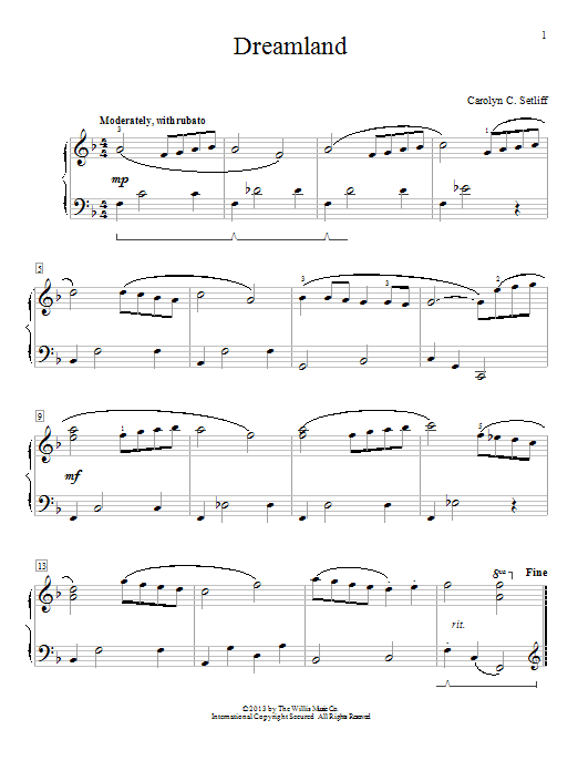 Carolyn C. Setliff Dreamland sheet music notes and chords. Download Printable PDF.