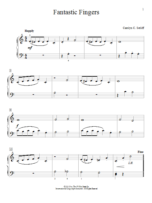 Carolyn C. Setliff Fantastic Fingers sheet music notes and chords. Download Printable PDF.