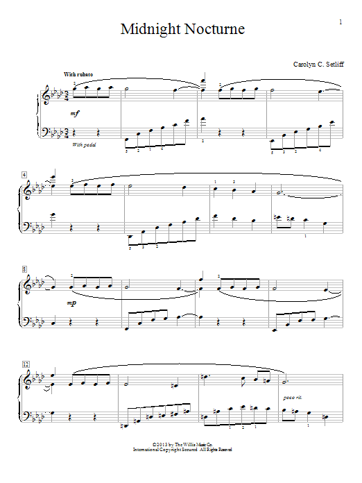 Carolyn C. Setliff Midnight Nocturne sheet music notes and chords. Download Printable PDF.