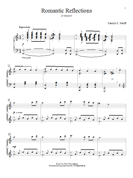 Carolyn C. Setliff Romantic Reflections sheet music notes and chords. Download Printable PDF.