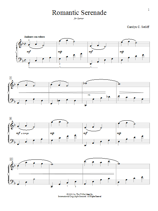 Carolyn C. Setliff Romantic Serenade sheet music notes and chords. Download Printable PDF.