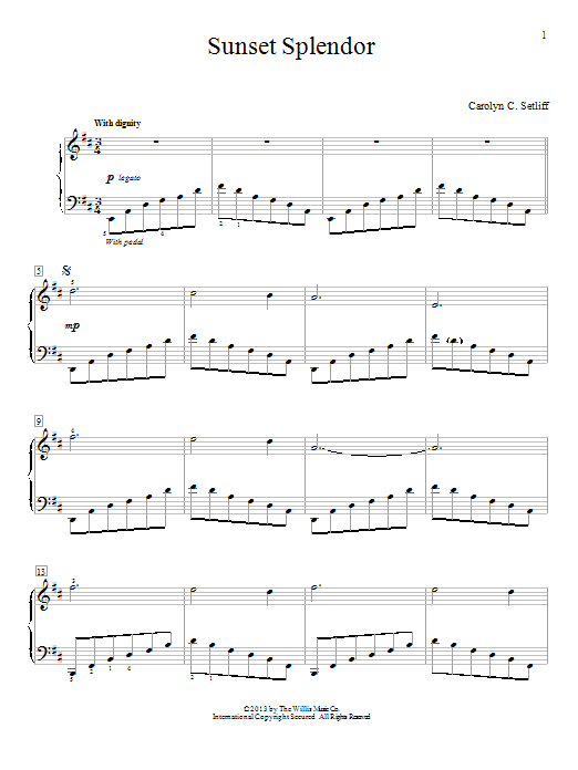 Carolyn C. Setliff Sunset Splendor sheet music notes and chords. Download Printable PDF.