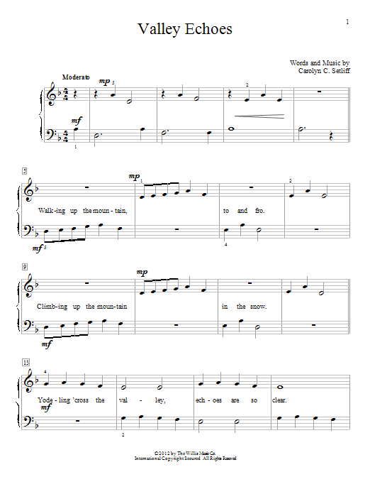 Carolyn C. Setliff Valley Echoes sheet music notes and chords. Download Printable PDF.