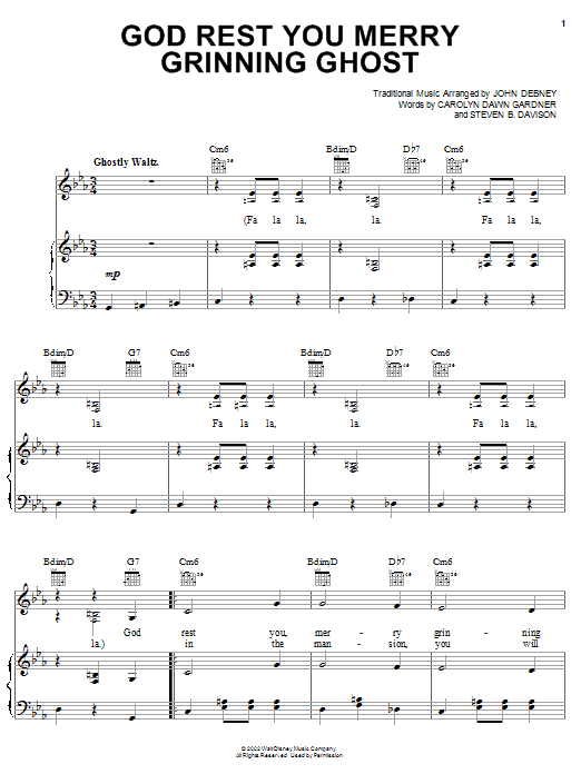 Learn to play Carolyn Dawn Gardner God Rest You Merry Grinning Ghost sheet music for Piano, Vocal & Guitar (Right-Hand Melody) in minutes. Price: 7.8900$ Carolyn Dawn Gardner God Rest You Merry Grinning Ghost sheet music notes and chords. Download Printable PDF.