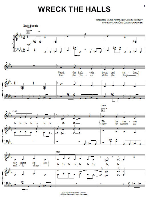Learn to play Carolyn Dawn Gardner Wreck The Halls sheet music for Piano, Vocal & Guitar (Right-Hand Melody) in minutes. Carolyn Dawn Gardner Wreck The Halls sheet music notes and chords
