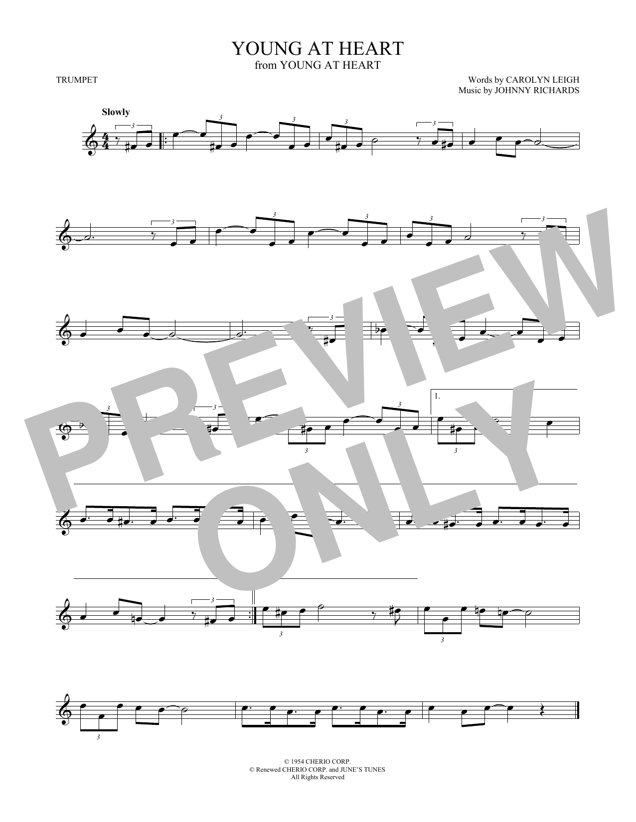 Carolyn Leigh Young At Heart sheet music notes and chords. Download Printable PDF.