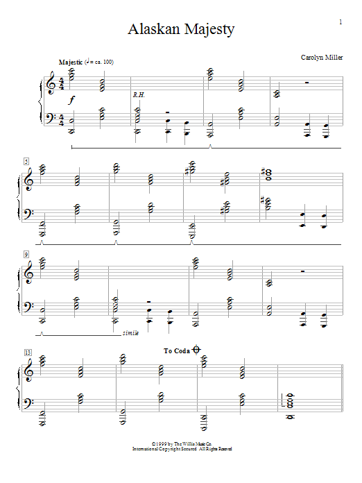 Carolyn Miller Alaskan Majesty sheet music notes and chords. Download Printable PDF.