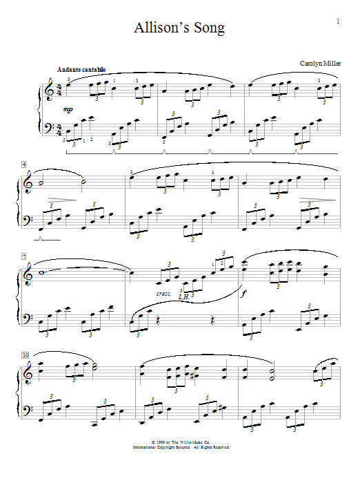 Carolyn Miller Allison's Song sheet music notes and chords. Download Printable PDF.