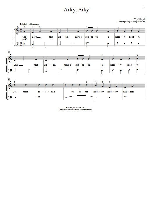 Carolyn Miller Arky, Arky sheet music notes and chords. Download Printable PDF.