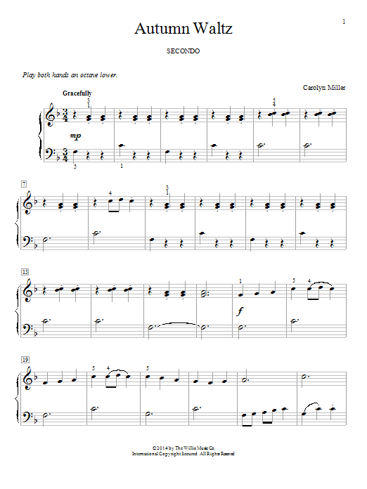 Carolyn Miller Autumn Waltz sheet music notes and chords. Download Printable PDF.