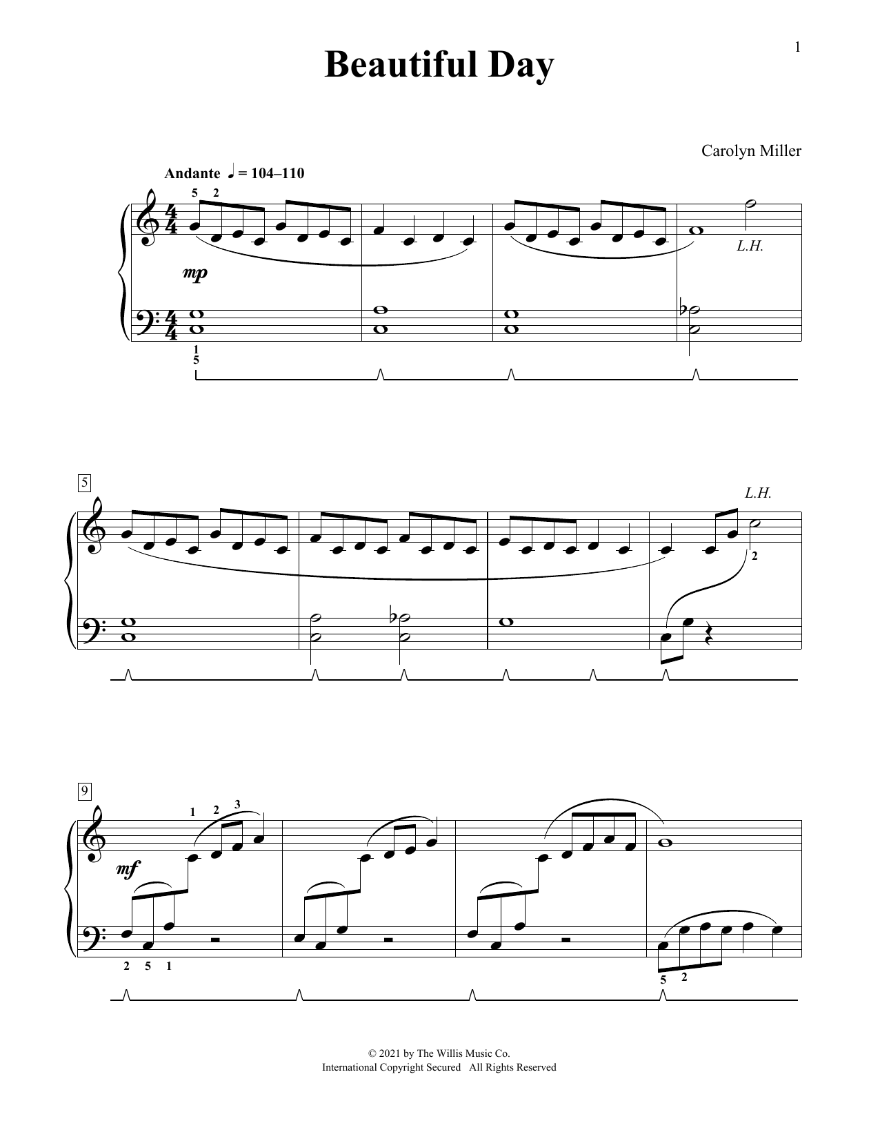 Carolyn Miller Beautiful Day sheet music notes and chords. Download Printable PDF.