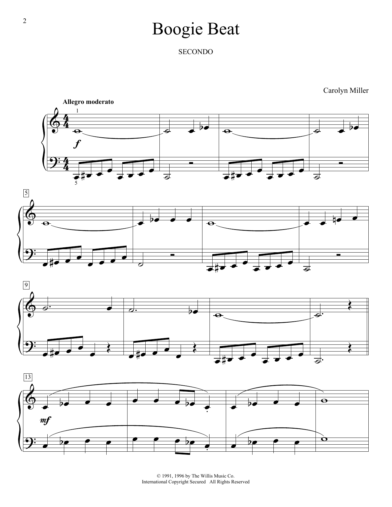 Carolyn Miller Boogie Beat sheet music notes and chords. Download Printable PDF.