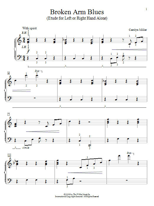 Learn to play Carolyn Miller Broken Arm Blues sheet music for Educational Piano in minutes. Carolyn Miller Broken Arm Blues sheet music notes and chords. Download Printable PDF.