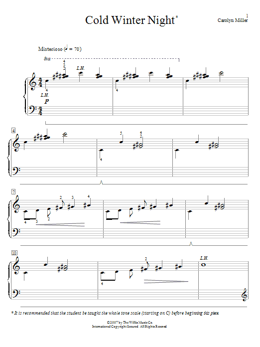 Carolyn Miller Cold Winter Night sheet music notes and chords. Download Printable PDF.