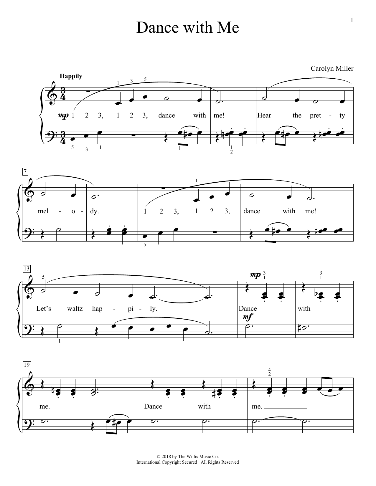 Carolyn Miller Dance With Me sheet music notes and chords. Download Printable PDF.