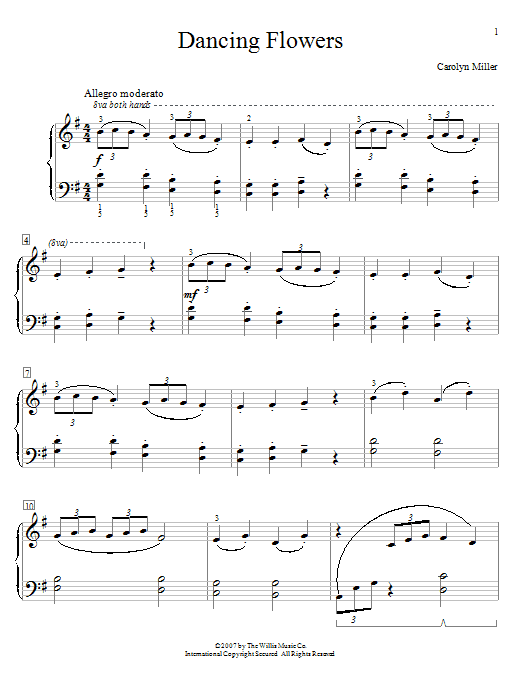 Carolyn Miller Dancing Flowers sheet music notes and chords. Download Printable PDF.