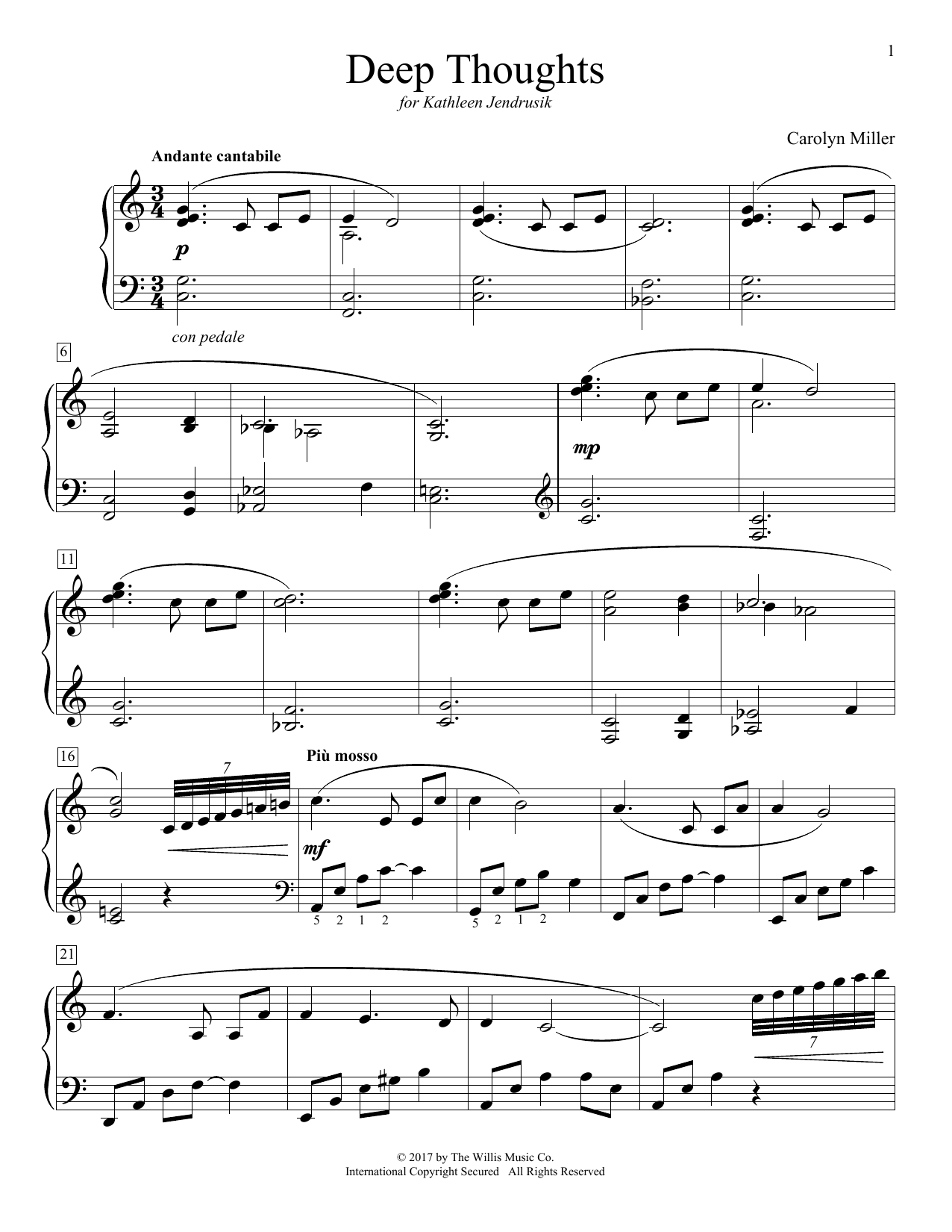 Carolyn Miller Deep Thoughts sheet music notes and chords. Download Printable PDF.