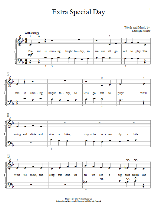 Carolyn Miller Extra Special Day sheet music notes and chords. Download Printable PDF.