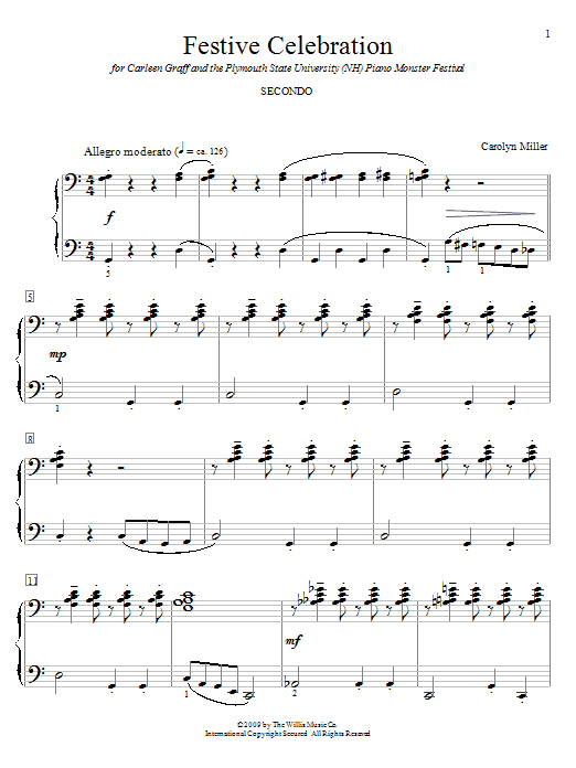 Carolyn Miller Festive Celebration sheet music notes and chords. Download Printable PDF.