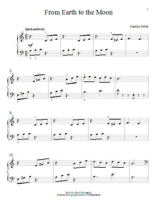 Learn to play Carolyn Miller From Earth To The Moon sheet music for Educational Piano in minutes. Carolyn Miller From Earth To The Moon sheet music notes and chords. Download Printable PDF.