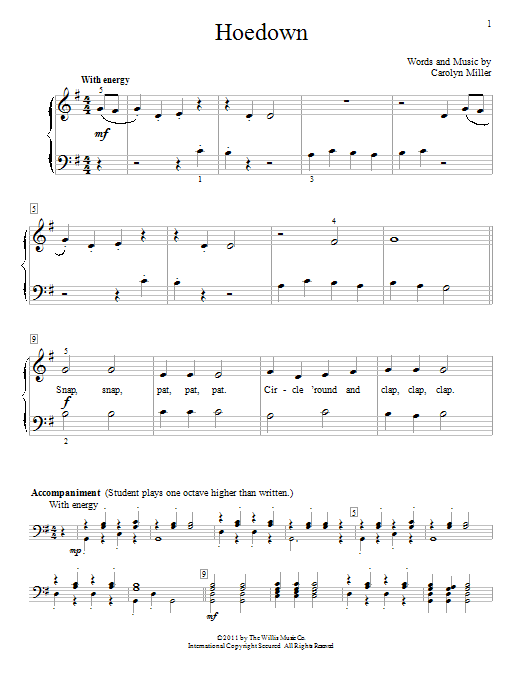 Carolyn Miller Hoedown sheet music notes and chords. Download Printable PDF.