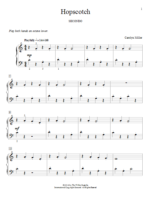 Carolyn Miller Hopscotch sheet music notes and chords. Download Printable PDF.