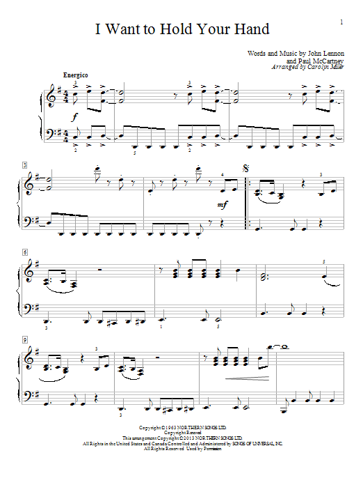 Learn to play Carolyn Miller I Want To Hold Your Hand sheet music for Educational Piano in minutes. Price: 6.9900$ Carolyn Miller I Want To Hold Your Hand sheet music notes and chords arranged for Educational Piano