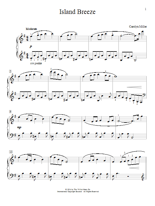 Carolyn Miller Island Breeze sheet music notes and chords. Download Printable PDF.