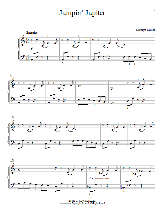 Carolyn Miller Jumpin' Jupiter sheet music notes and chords. Download Printable PDF.