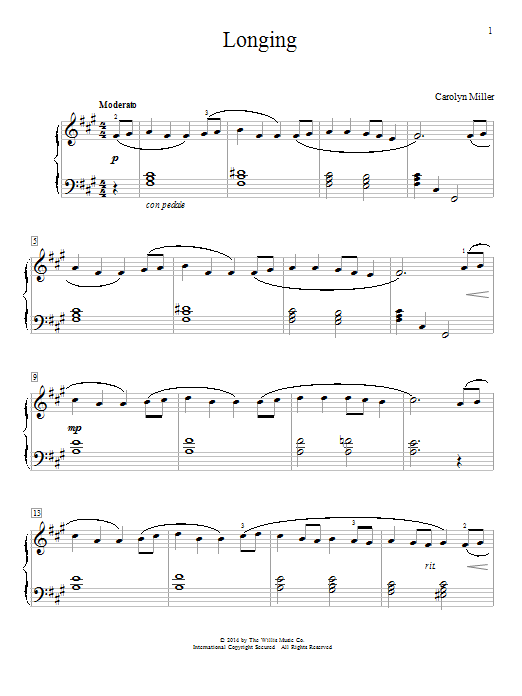 Carolyn Miller Longing sheet music notes and chords. Download Printable PDF.