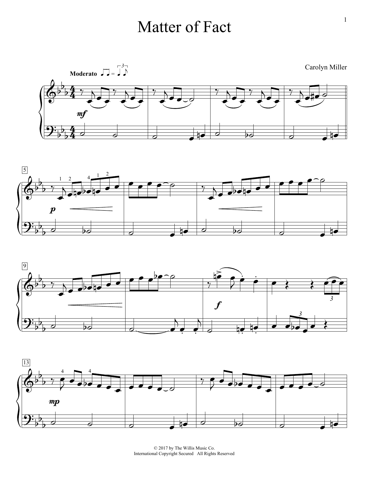 Carolyn Miller Matter Of Fact sheet music notes and chords. Download Printable PDF.