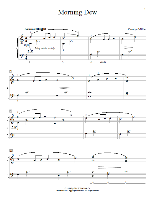 Carolyn Miller Morning Dew sheet music notes and chords. Download Printable PDF.