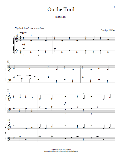 Carolyn Miller On The Trail sheet music notes and chords. Download Printable PDF.