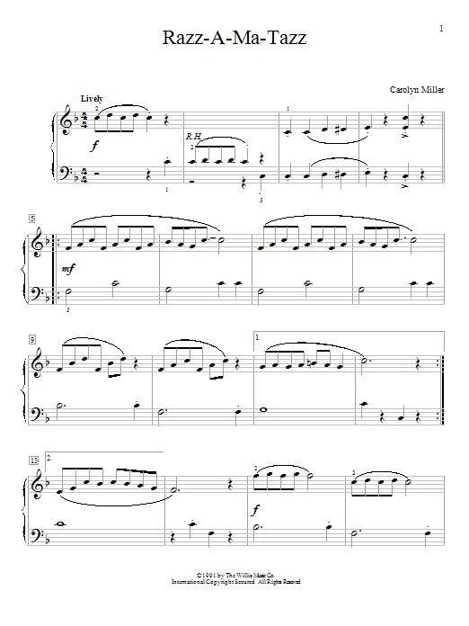 Carolyn Miller Razz-A-Ma-Tazz sheet music notes and chords. Download Printable PDF.