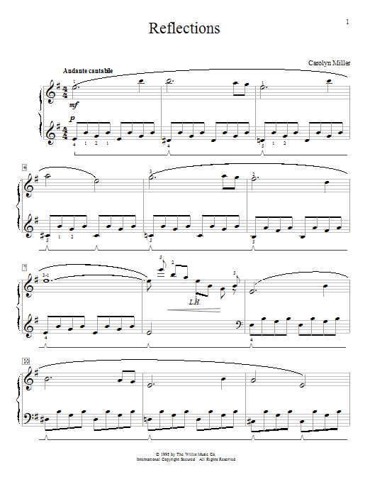 Carolyn Miller Reflections sheet music notes and chords. Download Printable PDF.