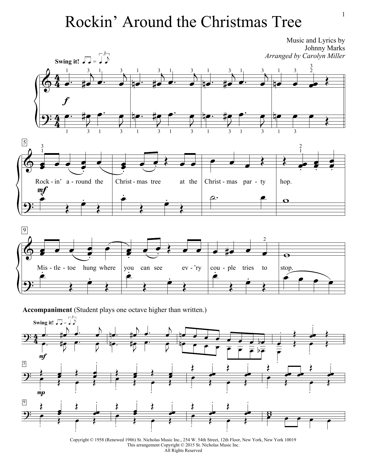 Carolyn Miller Rockin Around The Christmas Tree Sheet Music Pdf Notes Chords Children Score Educational Piano Download Printable Sku 161437