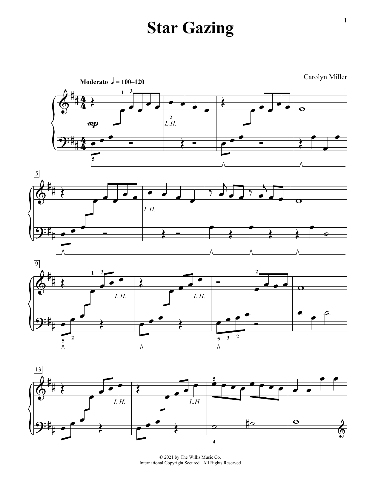 Carolyn Miller Star Gazing sheet music notes and chords. Download Printable PDF.