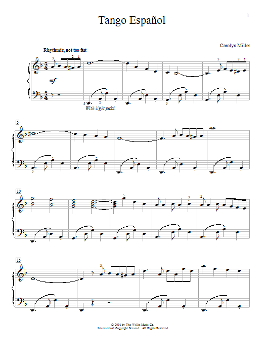 Carolyn Miller Tango Espanol sheet music notes and chords. Download Printable PDF.